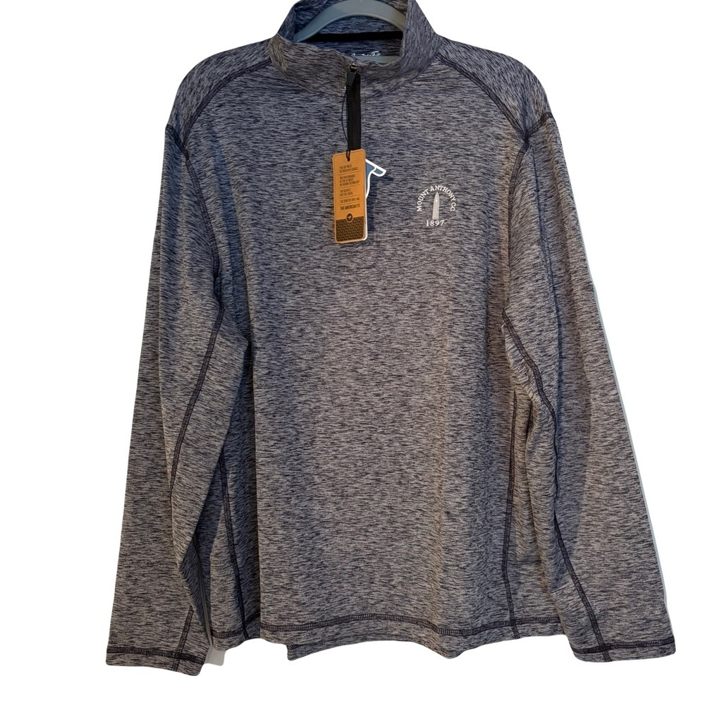 American Fit Heathered Gray Quarter-Zip Pullover w/ country club logo size large